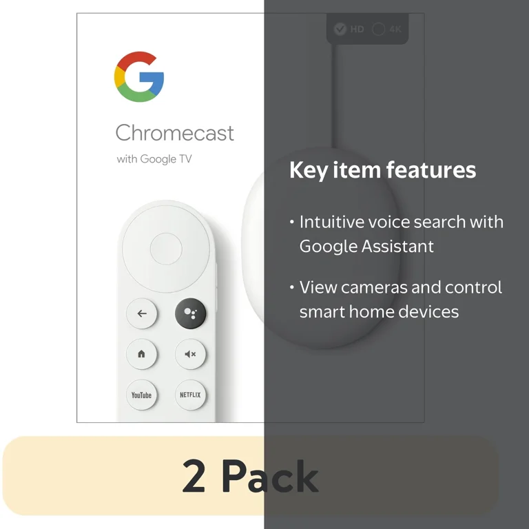 2 pack) Chromecast with Google TV (HD) - Streaming Device