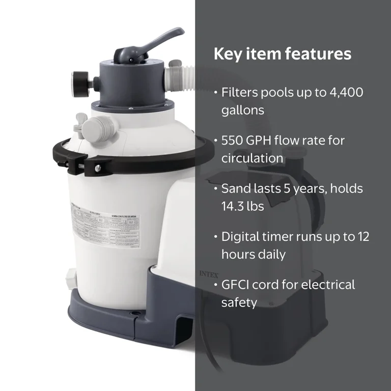 Intex, Pool Sand Filter Pump, 925 GPH, For Pools Up to 4,400