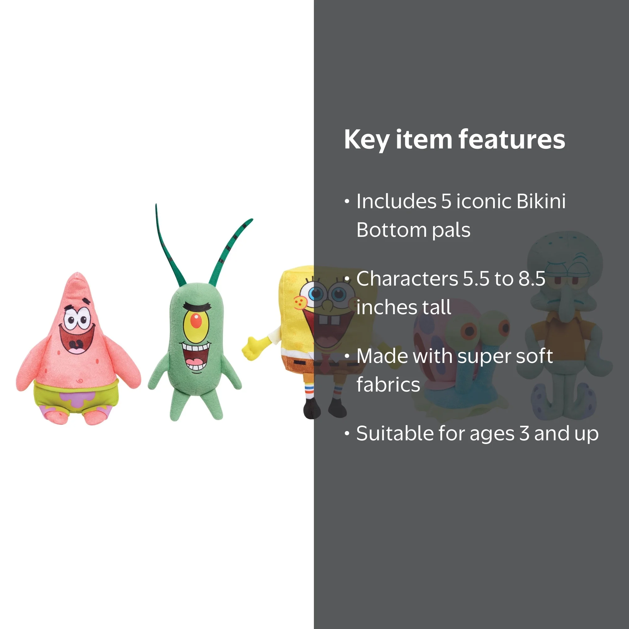 SpongeBob SquarePants Bikini Bottom Buddies Plush Set, Includes