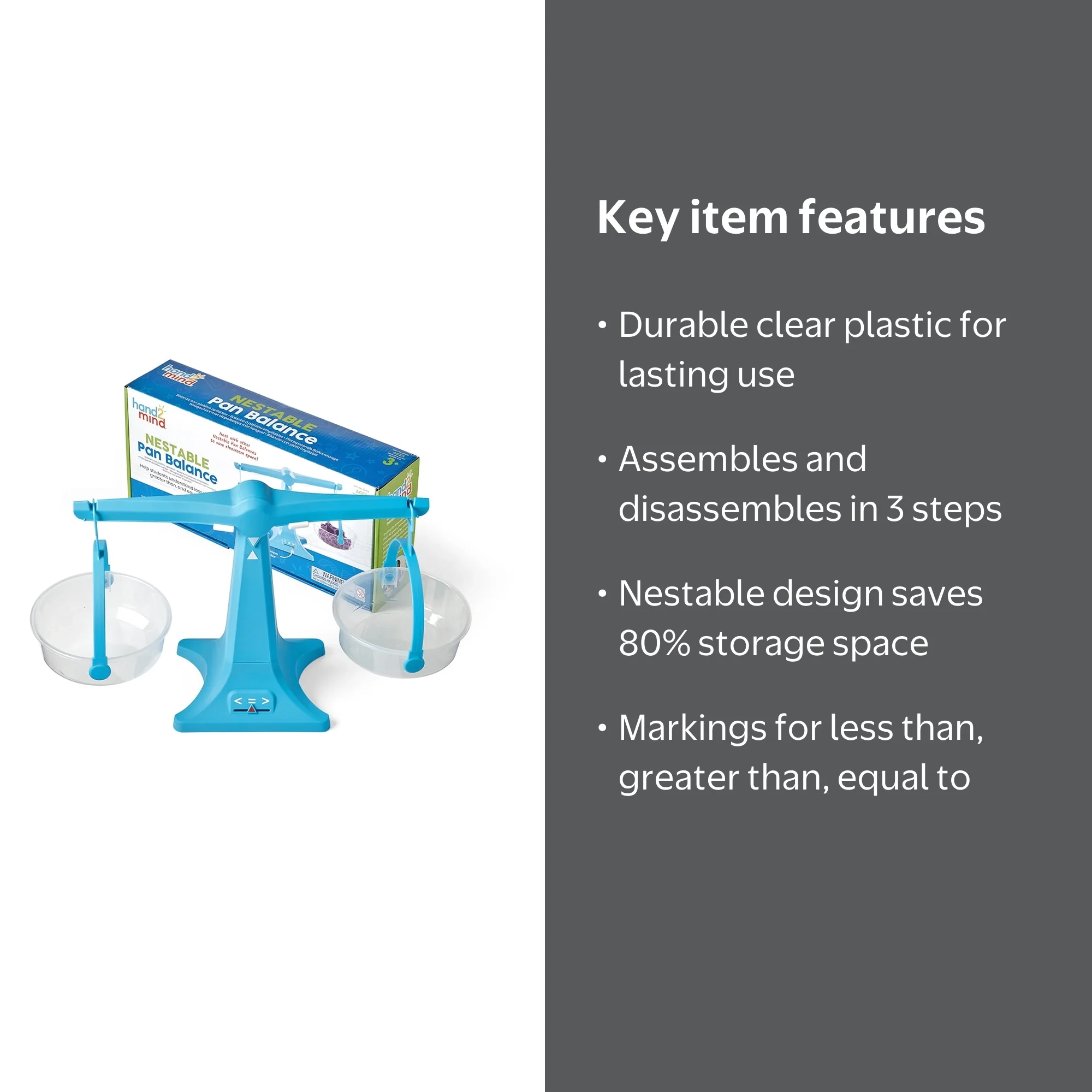 hand2mind Nestable Pan Balance - Math Manipulatives for Kids