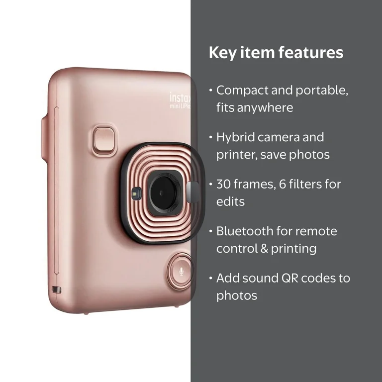Instax Mini Hybrid LiPlay Camera, Blush Gold - Walmart.com