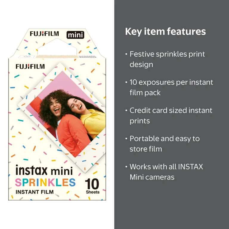 Fujifilm Instax Mini Sprinkles Film, 10pk with Fun Pattern