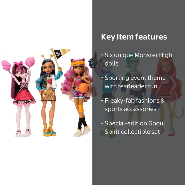 Monster High, Ghoul Spirit Doll 6-Pack, Sport Theme, Multicolor