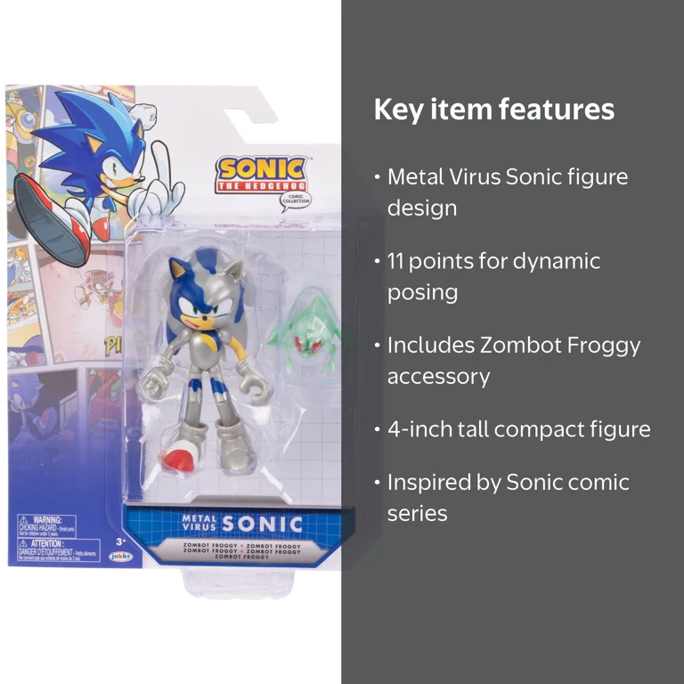 Sega 4 inch Tall Action Figure Comic Metal Virus Sonic with 11