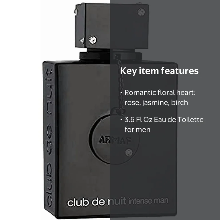 Armaf Club De Nuit Intense Man EDT, Black Bottle, 3.6 Fl Oz