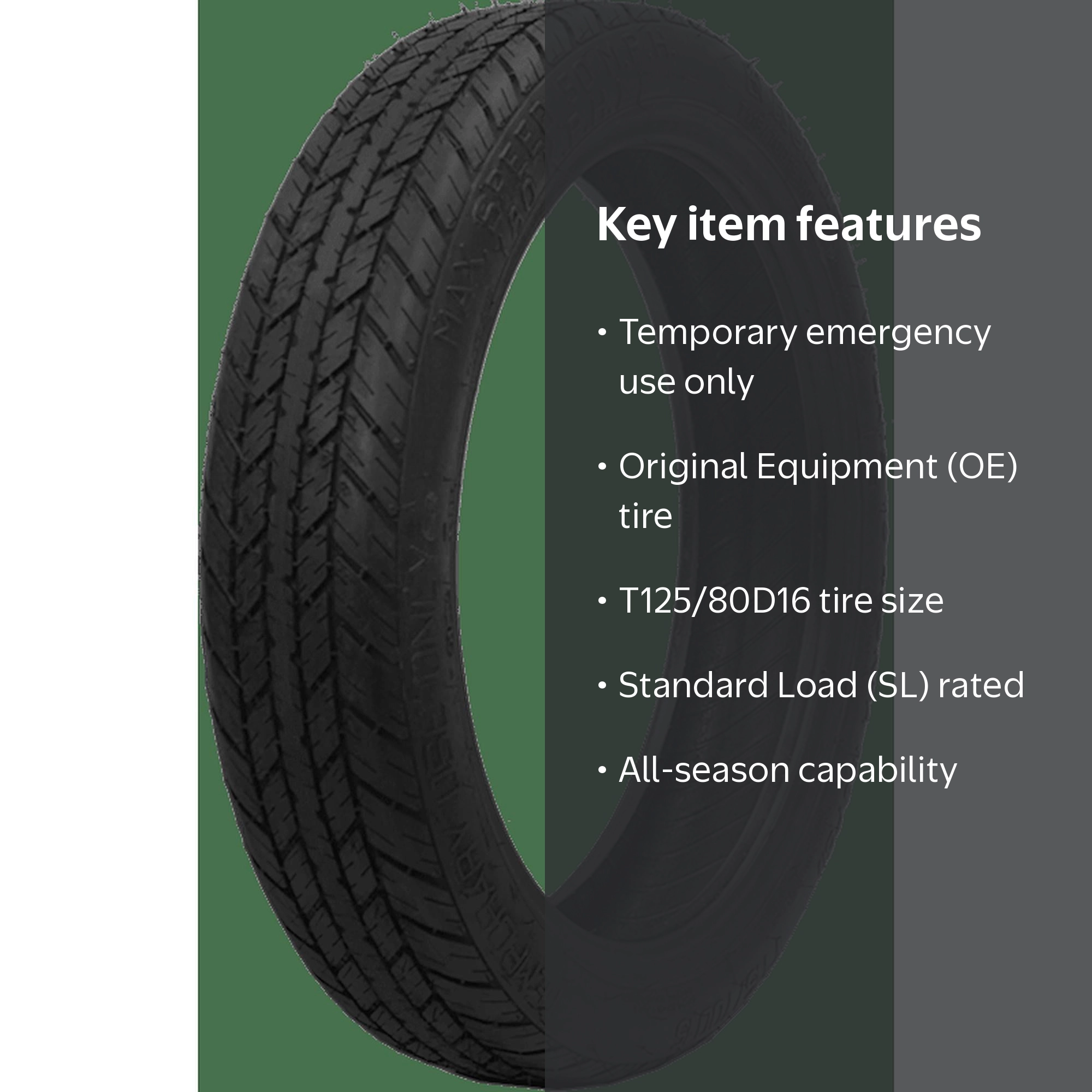 Kumho 121 Compact Donut Rubber - T125/80D16 97M Temp Spare Tire