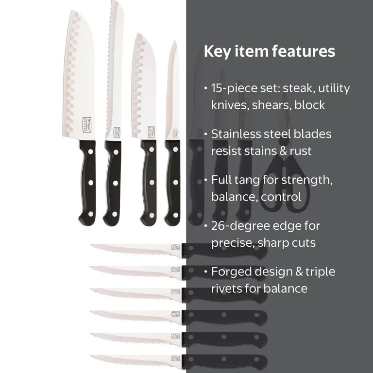 Chicago Cutlery Stainless 15-Piece Cooking Knife Set with Shears