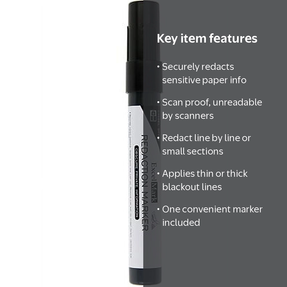 ExcelMark Security Redaction Marker with Fine Tip - Ideal for