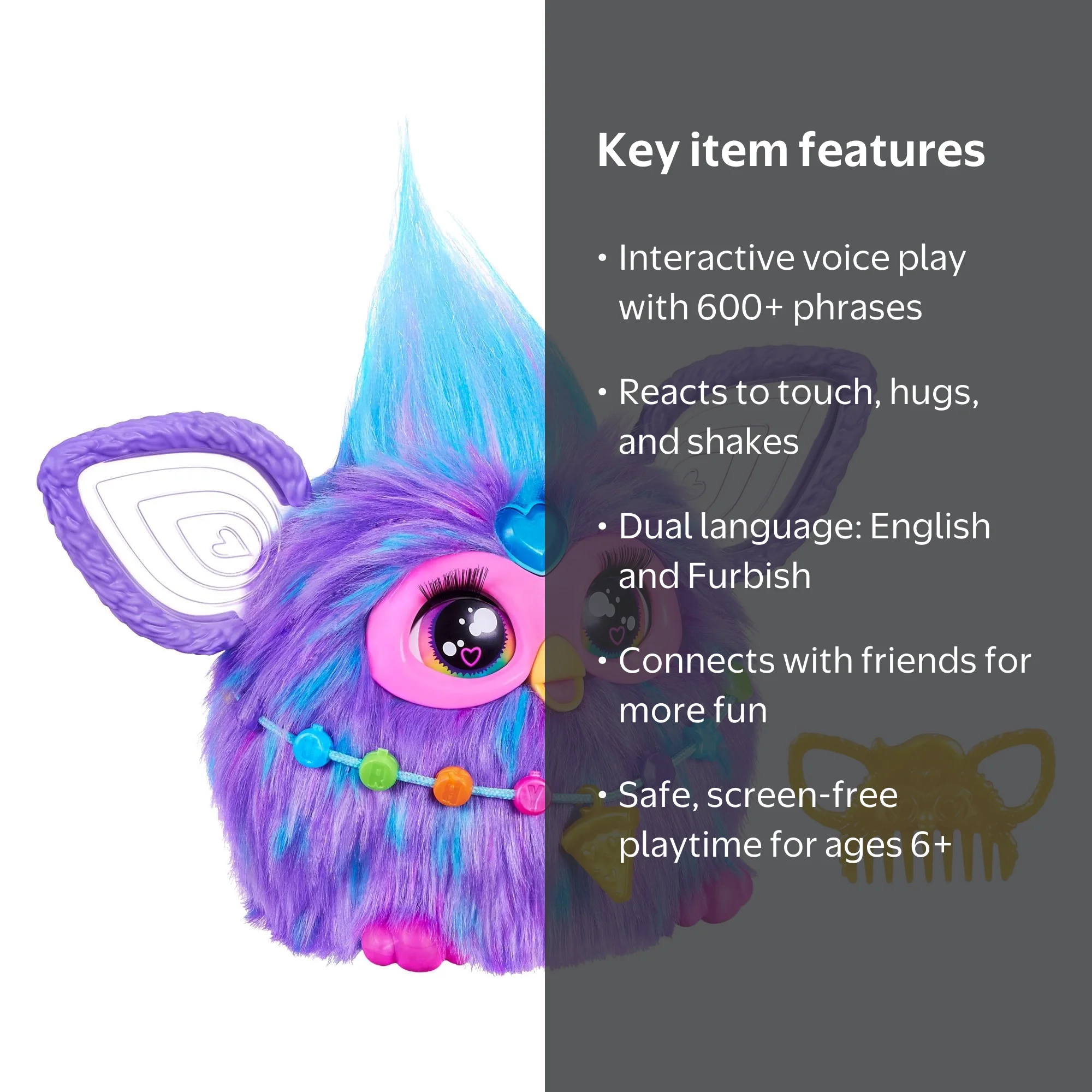 Furby, Purple Plush Interactive Toy, Voice Activated, 15