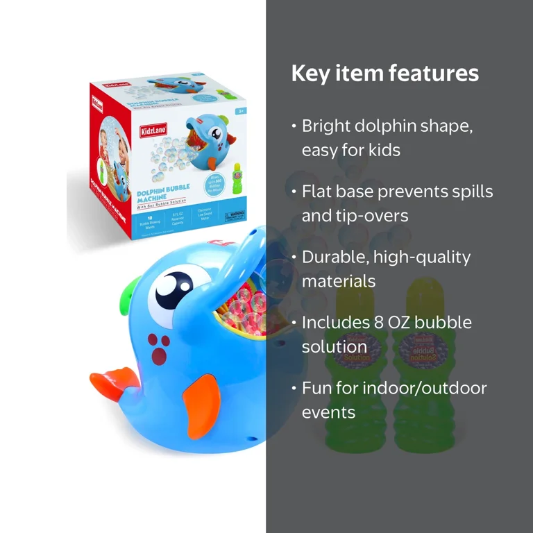 Kidzlane Bubble Machine, Dolphin Shape, 500-1000 Bubbles Min