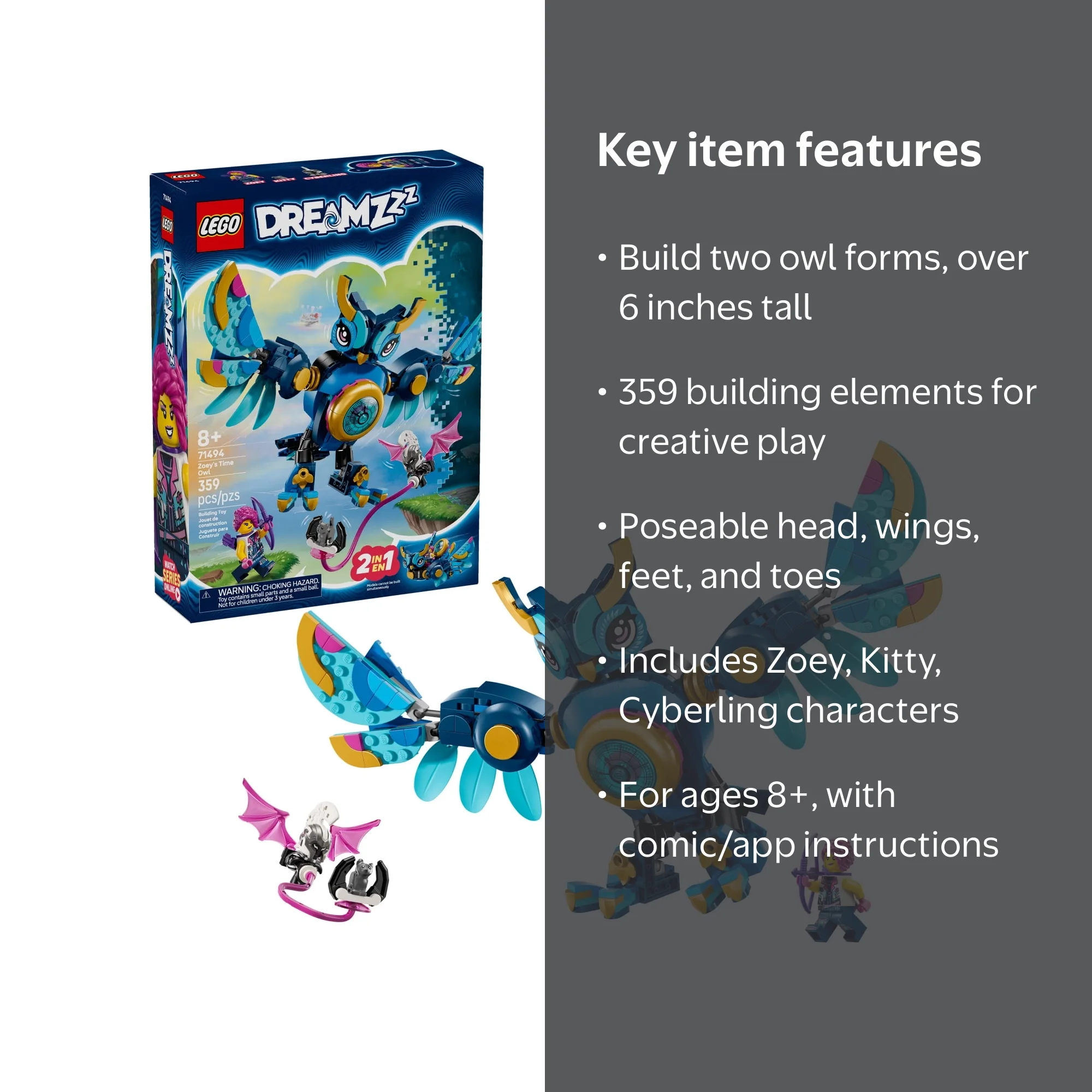 LEGO DREAMZzz Zoey's Time Owl Building Toy - Pretend Play Set for