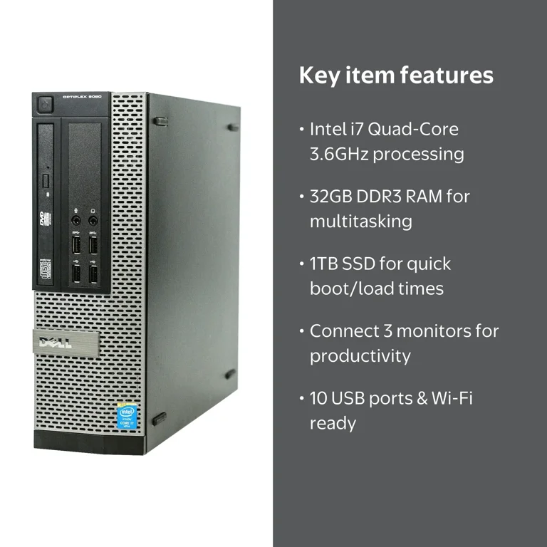 Dell OptiPlex 9020 SFF Desktop, Intel Core i7, 32GB RAM, 1TB SSD