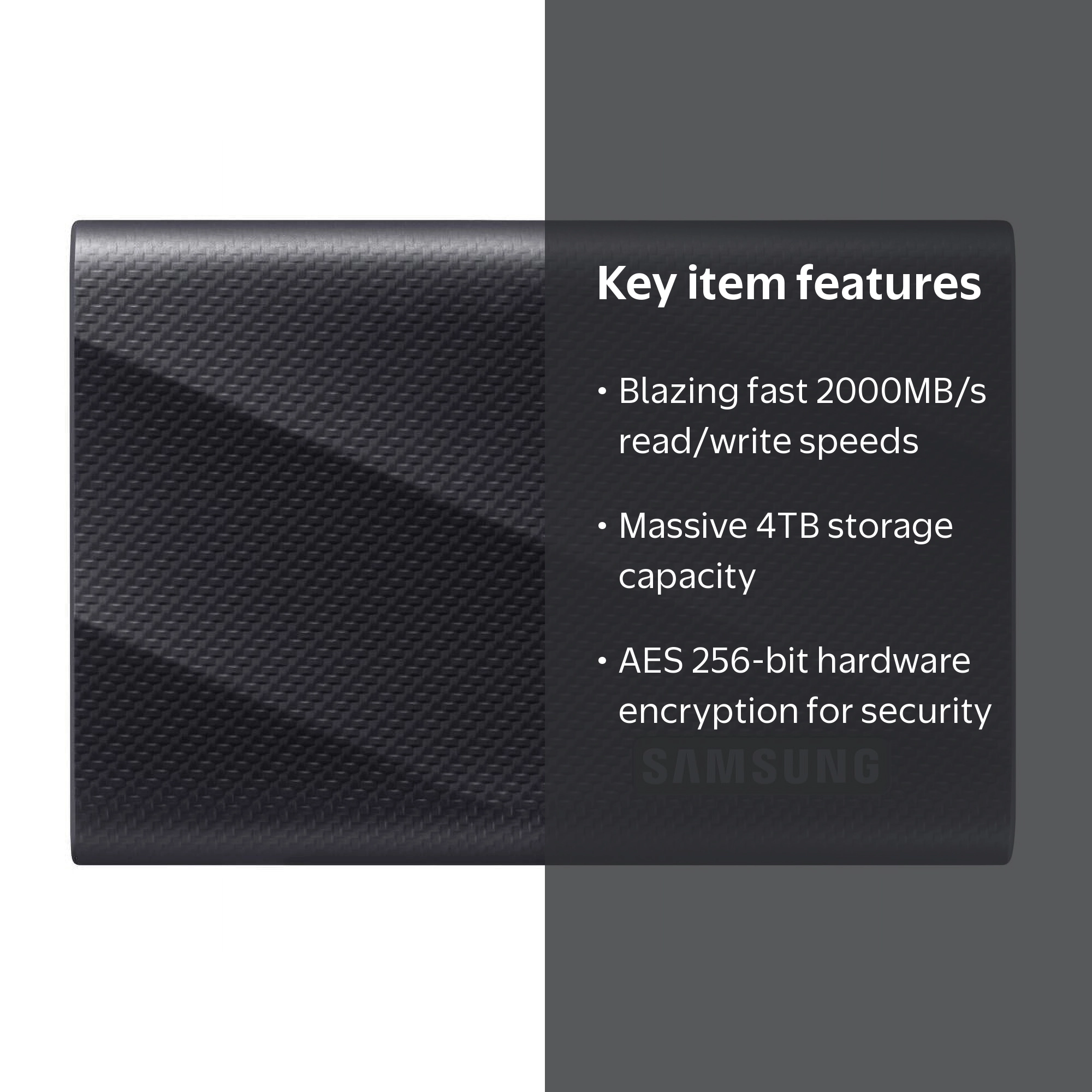 Samsung, Portable SSD, 4TB, USB 3.2 Gen 2x2, Black - Walmart.com