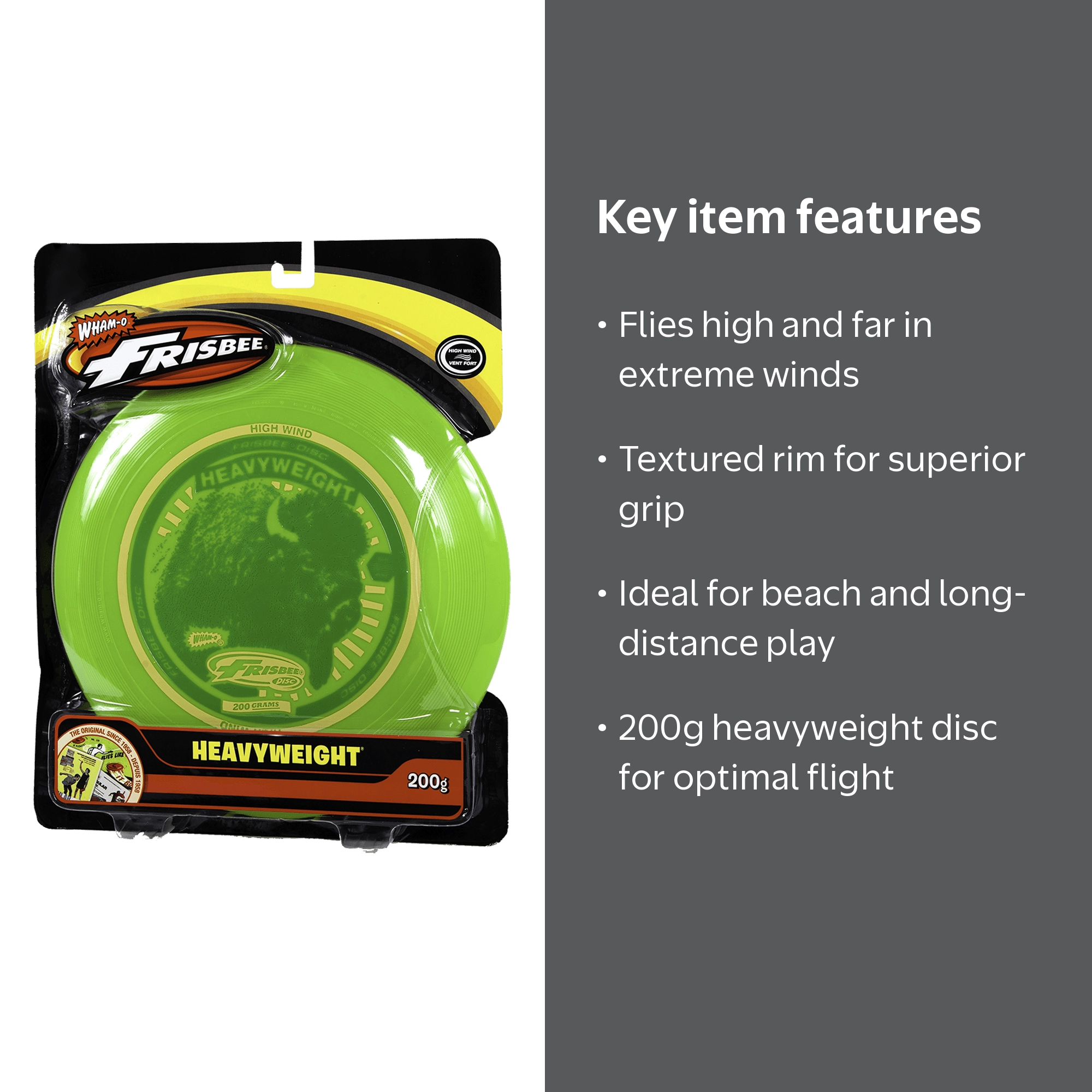 Wham-O Frisbee Heavy Weight, Sports Flying Disc, 200g Heavy-Duty