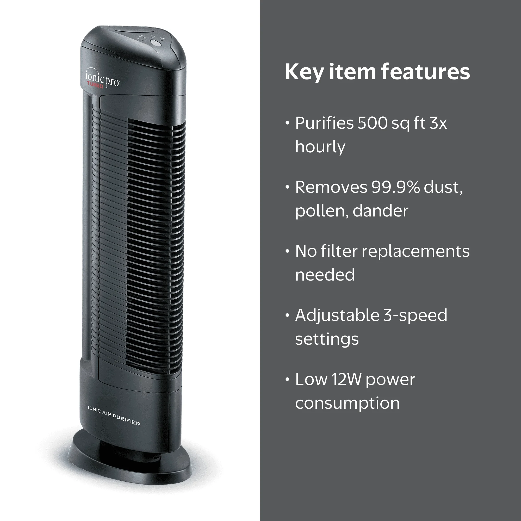 Ionic Pro Turbo TA550 Air Purifier Tower for Home, Covers up to