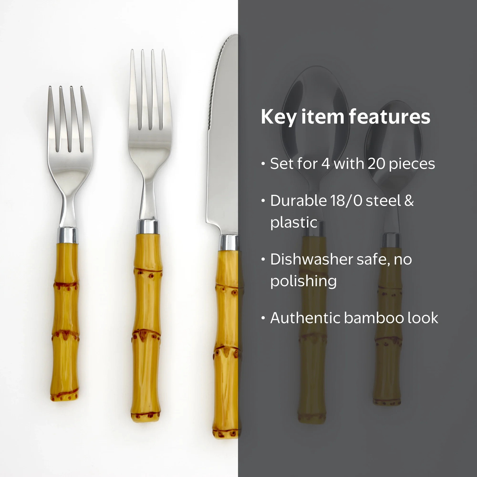 Cambridge, Flatware Set, 20-piece, Service for 4 with bamboo