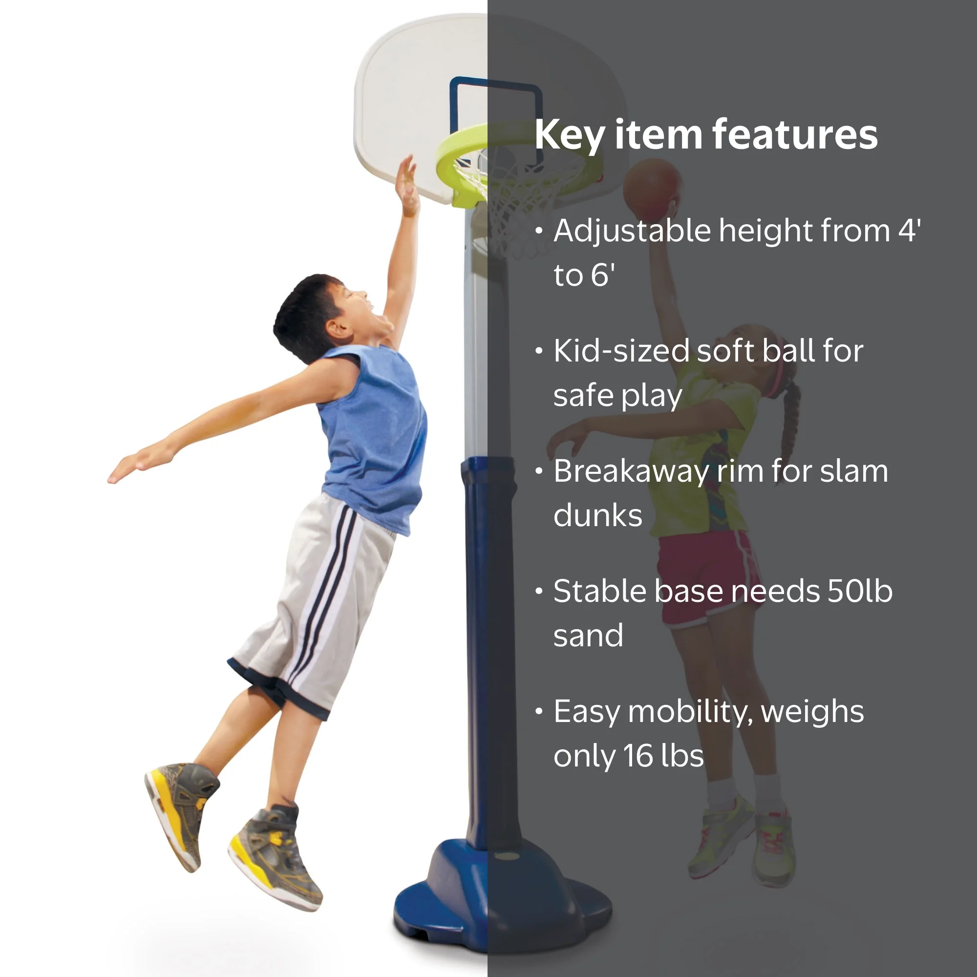 Little Tikes Adjust 'n Jam Pro Basketball Set, 4'-6' Height