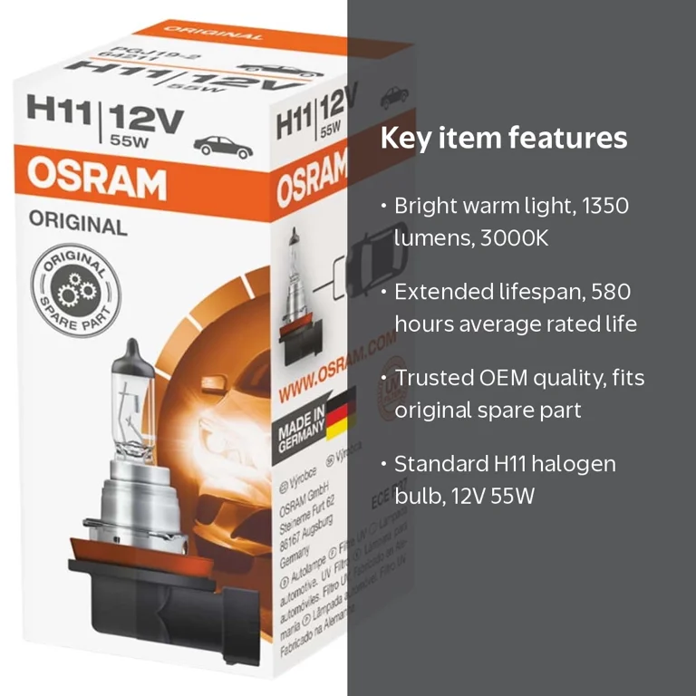 Osram Sylvania, Automotive Bulb, H11 55W 12V 64211, Long Life
