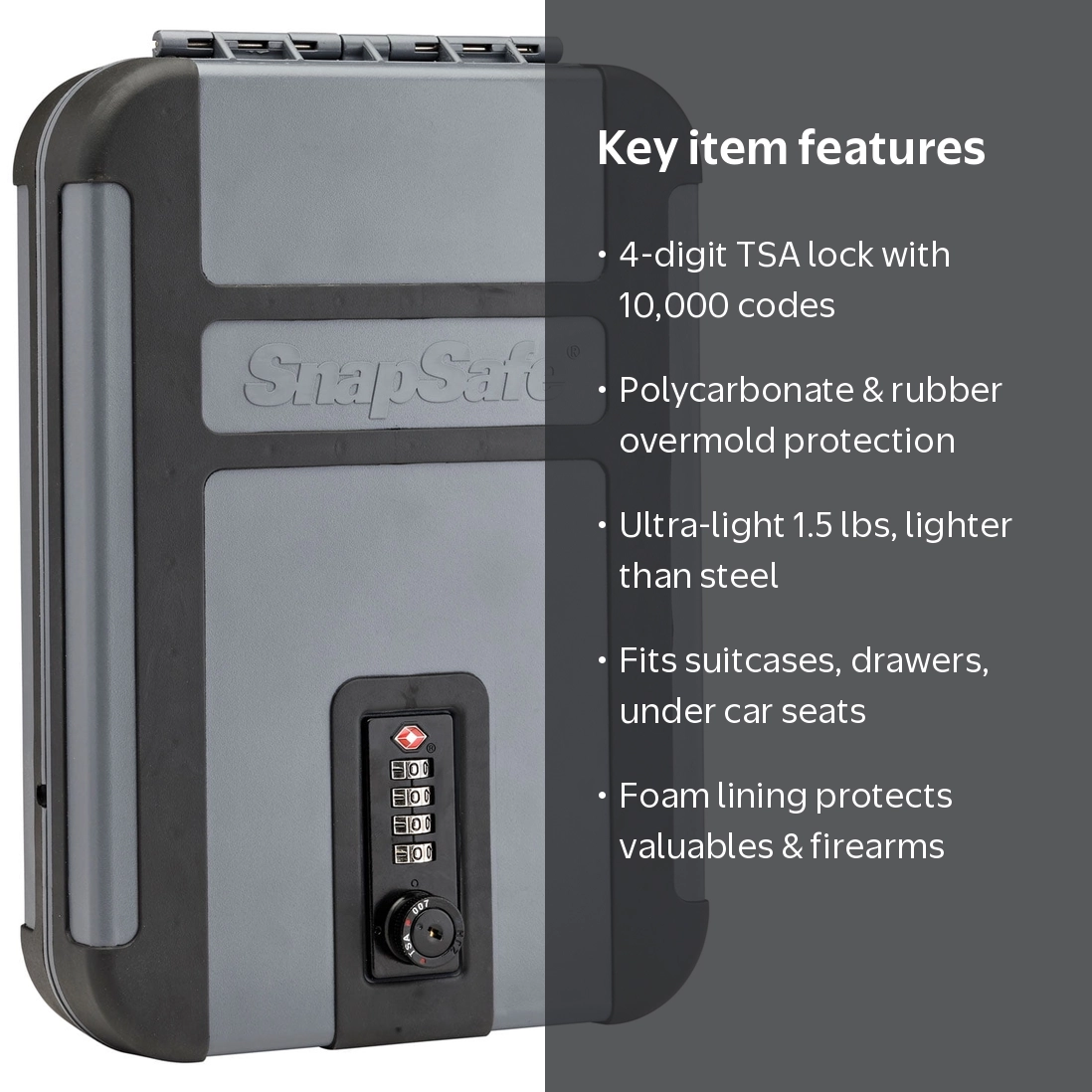 SnapSafe 75241 TrekLite Lock Box TSA Combination Lock Safe