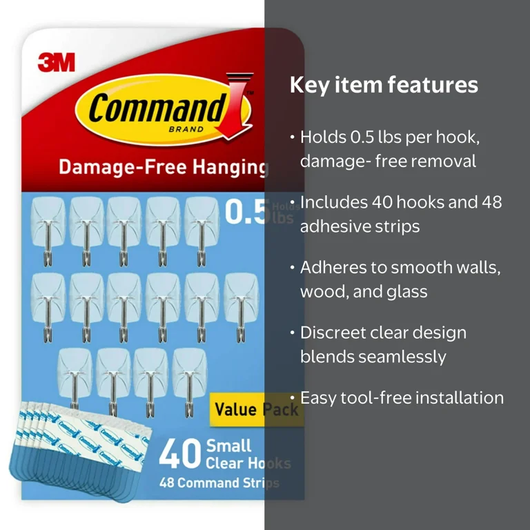 command small sized hooks weight White Wire Hooks, 28 Hooks, 32 Strips stick to many surfaces Command Hooks, Small, Decorate Damage-Free,