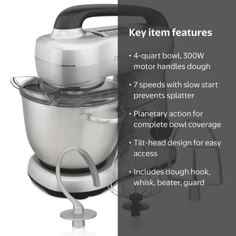 Hamilton Beach Easy Clean Stand Mixer, 300 Watts, 7 Speeds