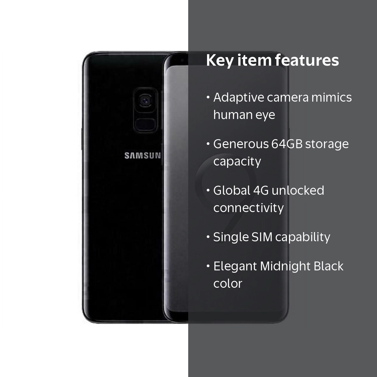 Samsung Galaxy S9 Single SIM 64GB Unlocked 4G Smartphone (Midnight