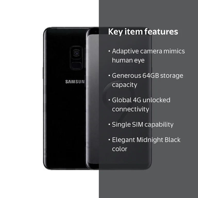 Samsung Galaxy S9 Single SIM 64GB Unlocked 4G Smartphone (Midnight