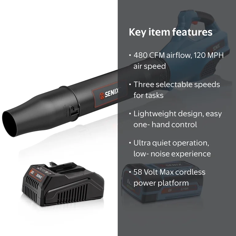 Senix, Cordless Brushless Leaf Blower, BLAX5-M, 58V Max, 120 MPH
