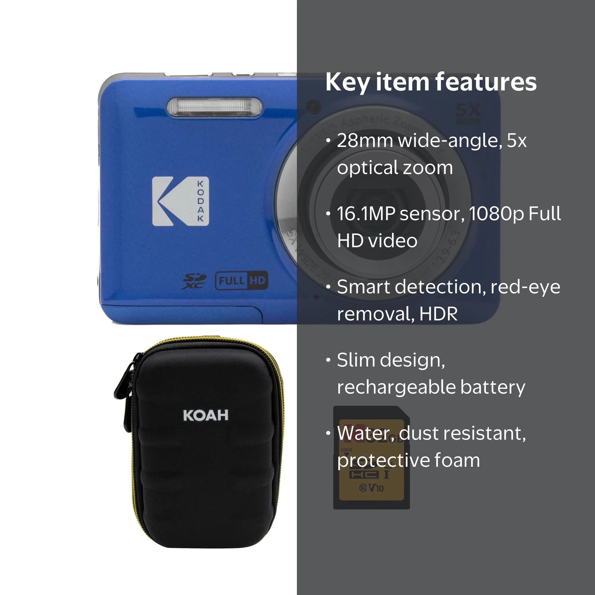 Kodak PIXPRO Friendly Zoom FZ55 Blue Digital Camera: Easy Point