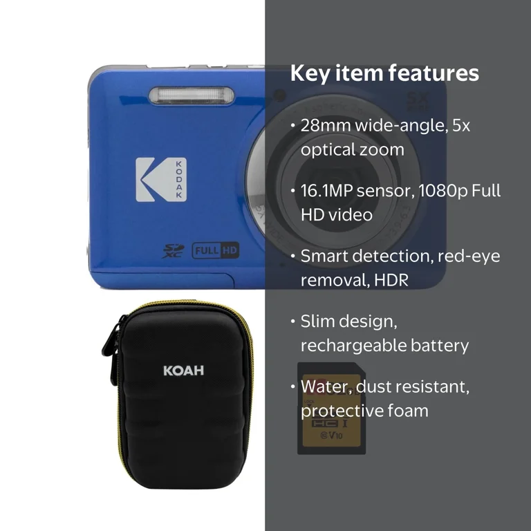 Kodak PIXPRO Friendly Zoom FZ55 Blue Digital Camera: Easy Point