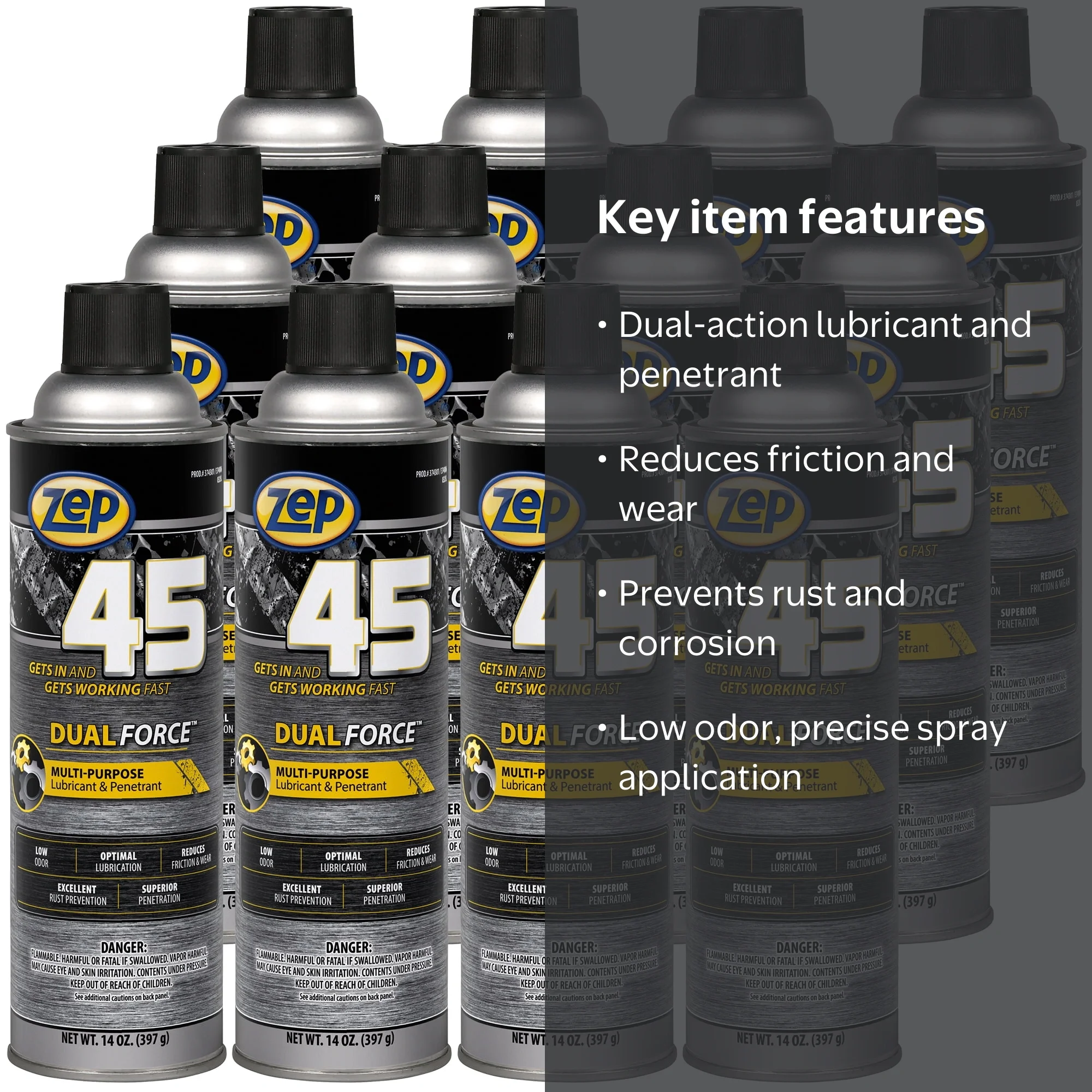 Zep 45 Dual Force Lubricating Oil Spray, Multipurpose Metal