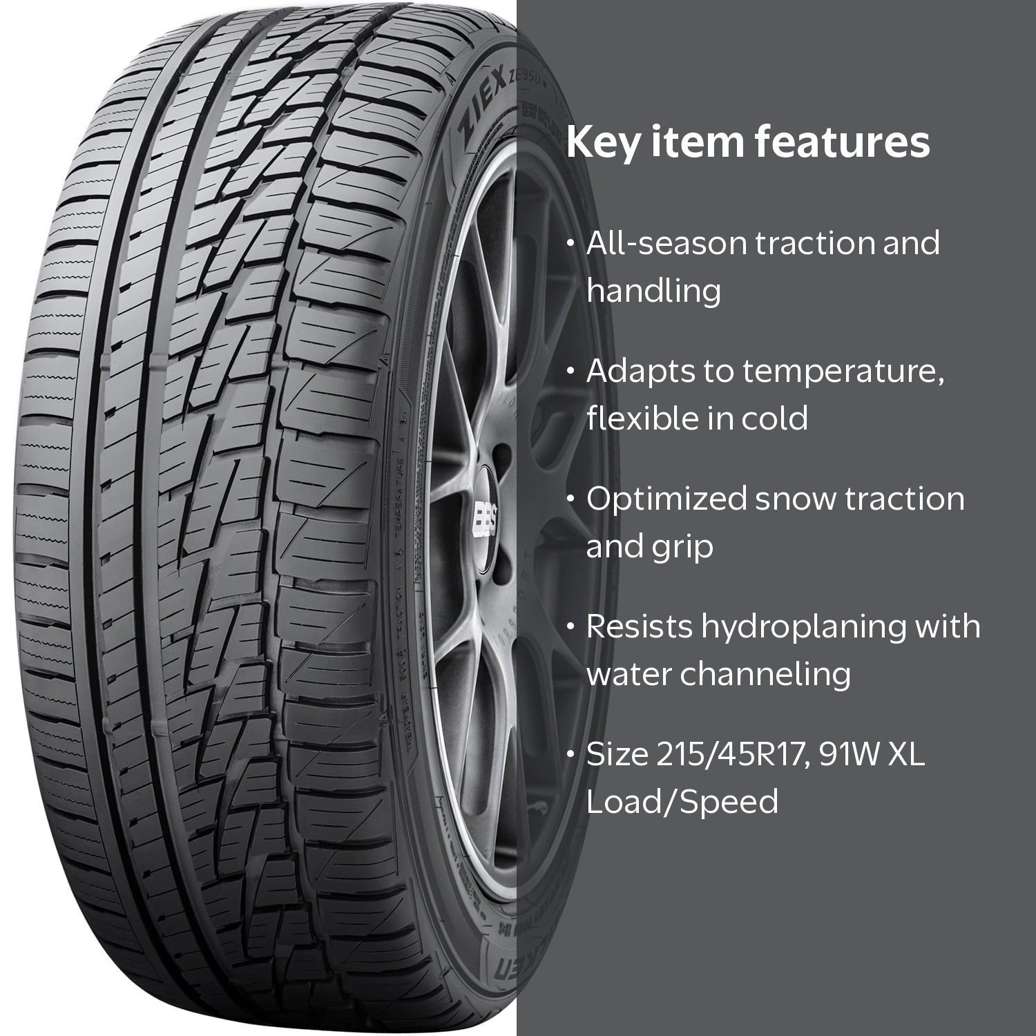 215/45R17,2025年,2本 Falken Ziex ZE950 High Performance All Season 215/45R17 91W XL