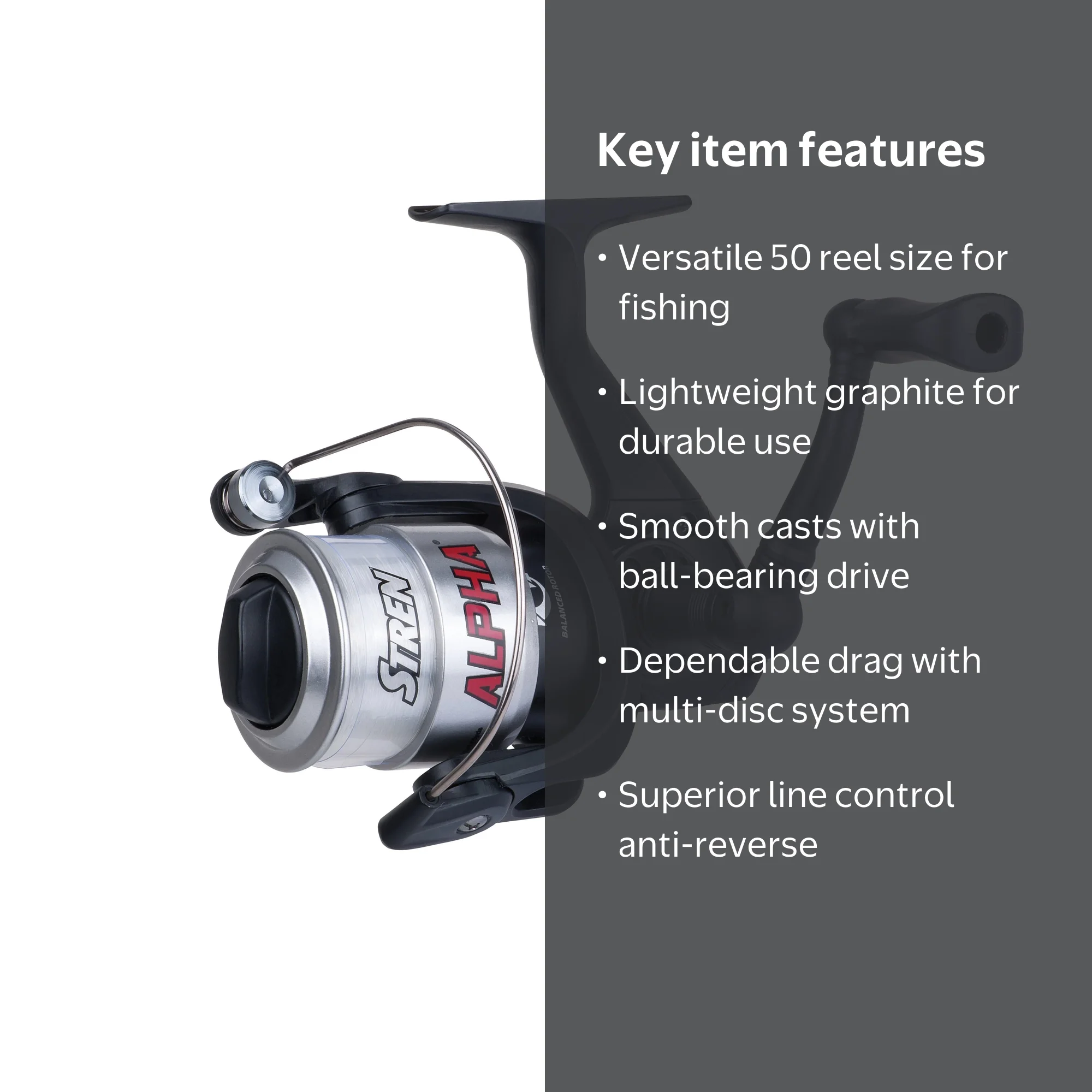 Berkley Shakespeare Alpha Spinning Reel 50 Size with Ball-Bearing Drive and  5.1:1 Gear Ratio - Walmart.com