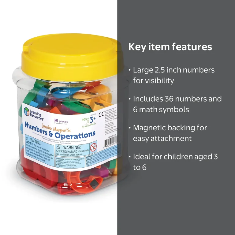Learning Resources Jumbo Magnetic Numbers & Operations, Set of 36