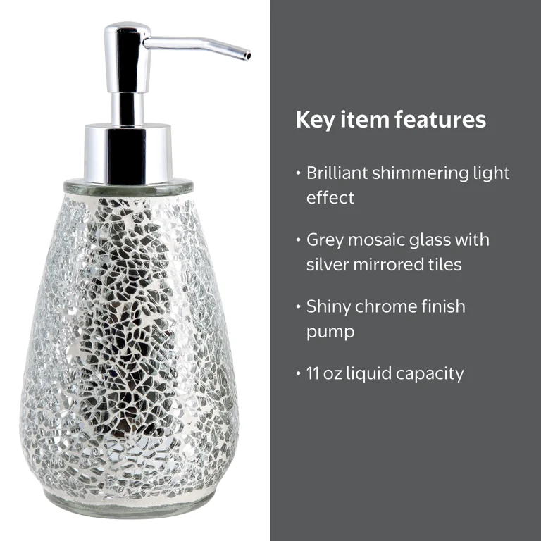 Better Homes & Gardens Grey Glimmer Mosaic Glass Lotion Pump