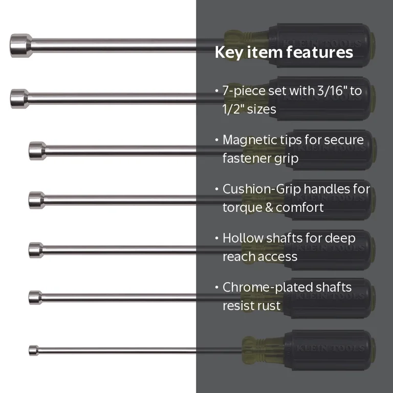 Klein Tools, Magnetic Nut Driver Set, 7 Pc, 1-Pack Black - Walmart.com
