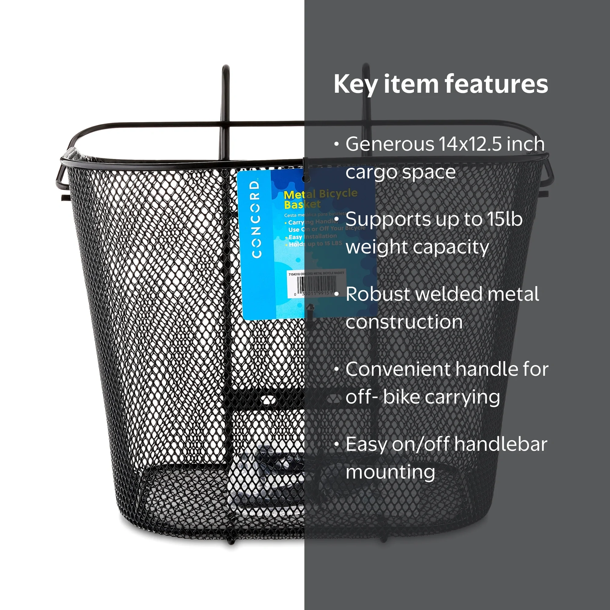 Concord Metal Bicycle Basket, Black - Walmart.com