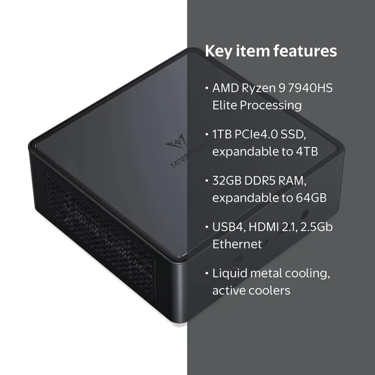 MINISFORUM UM790 Pro Mini PC, AMD Ryzen 9, DDR5 32GB, 1TB SSD