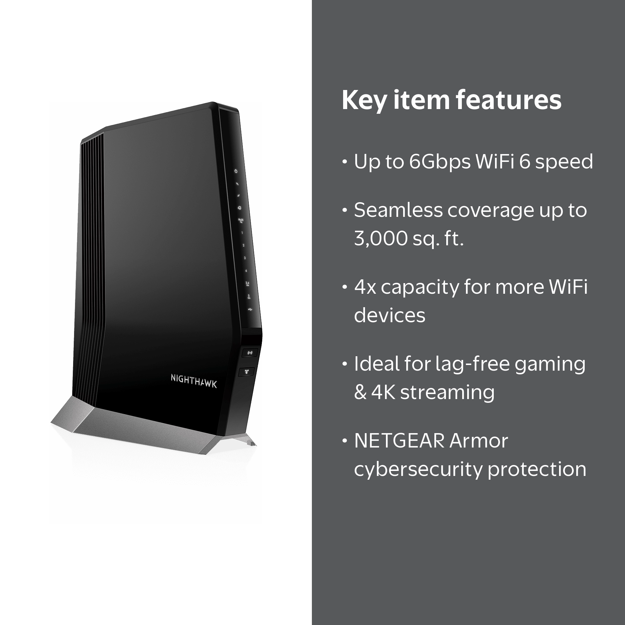 NETGEAR Nighthawk AX6000 WiFi 6 Cable Modem Router, DOCSIS 3.1
