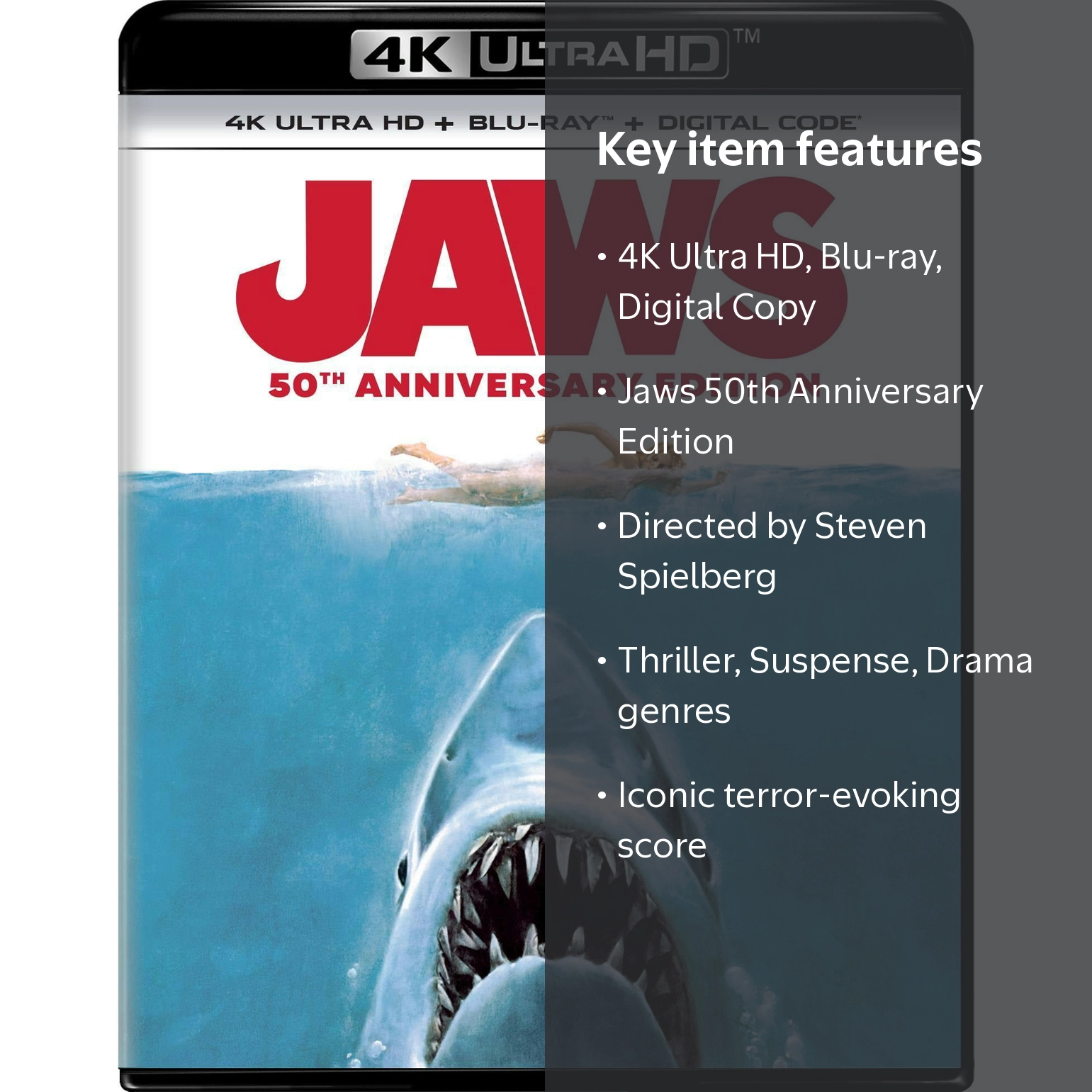 Jaws 50th Anniversary Edition, 4K Ultra HD + Blu-ray + Digital