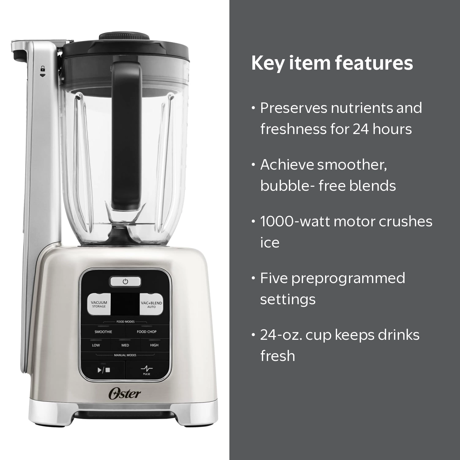 Oster, Performance Blender, Vacuum Sealing System, Brushed Nickel