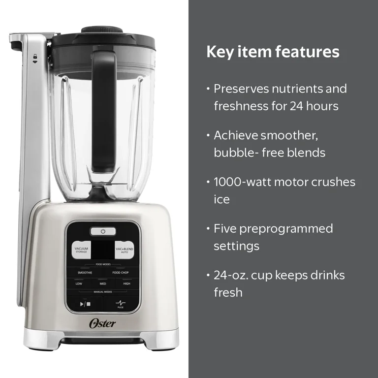 Oster, Performance Blender, Vacuum Sealing System, Brushed Nickel