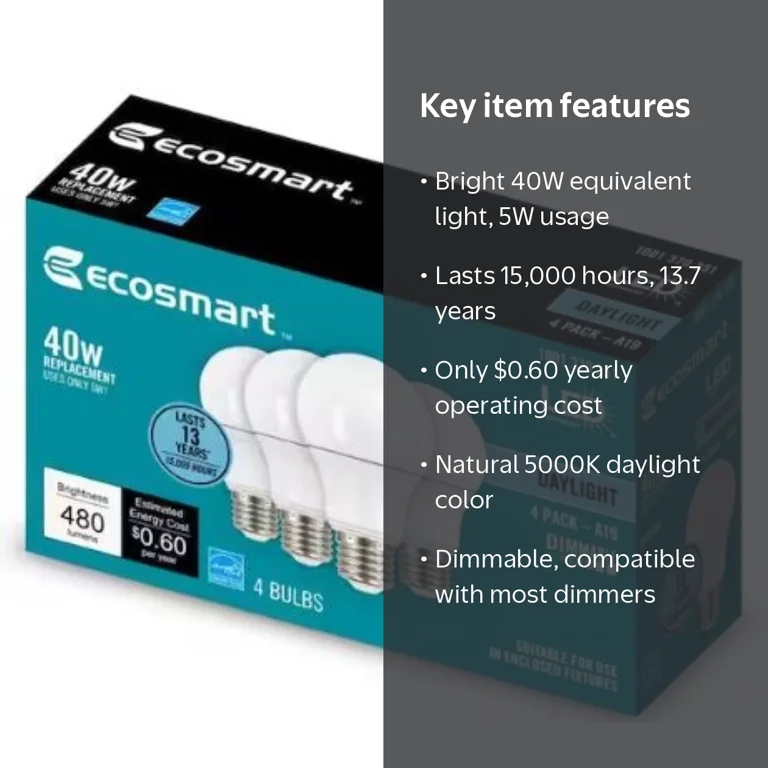EcoSmart 40 Watt Equivalent Dimmable LED Light Bulb 4-Pack