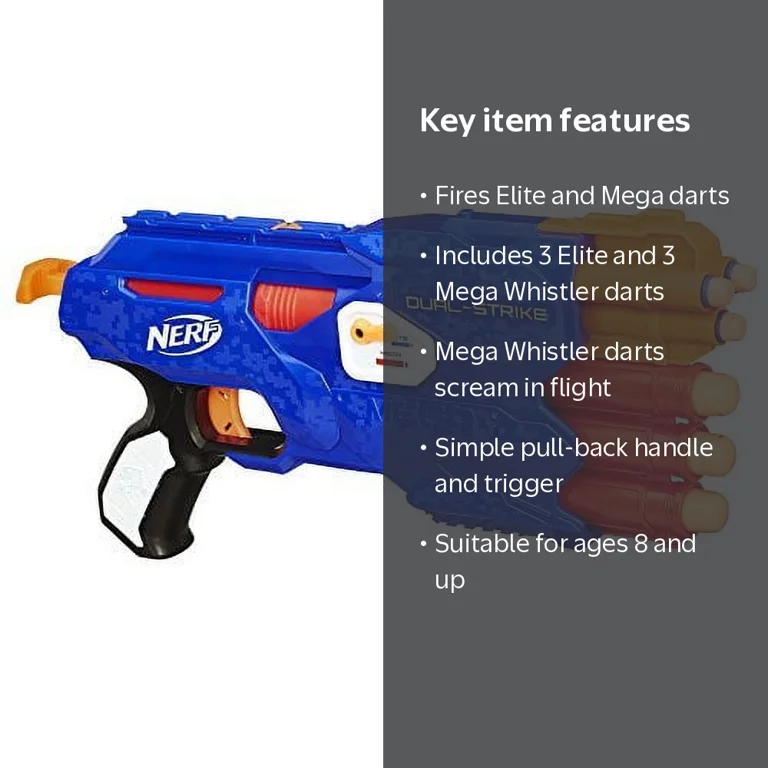 Nerf, Dual-Strike Blaster, Fires Elite and Mega Darts - Walmart.com