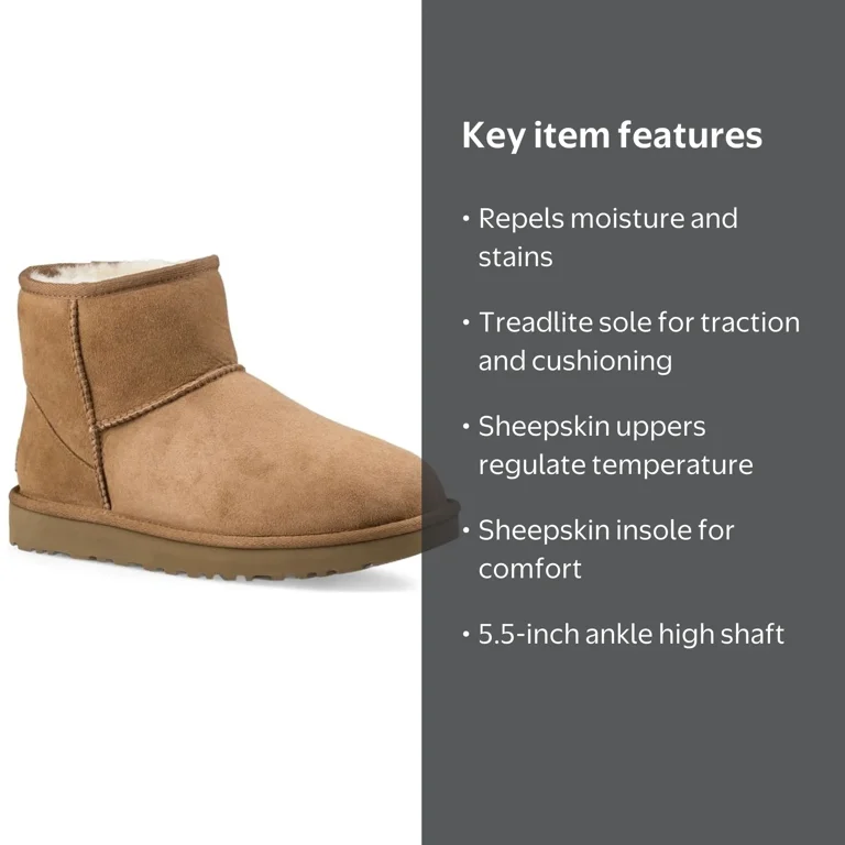 UGG, Women's Classic Mini II Leather Chestnut Suede Boot, Size 7M
