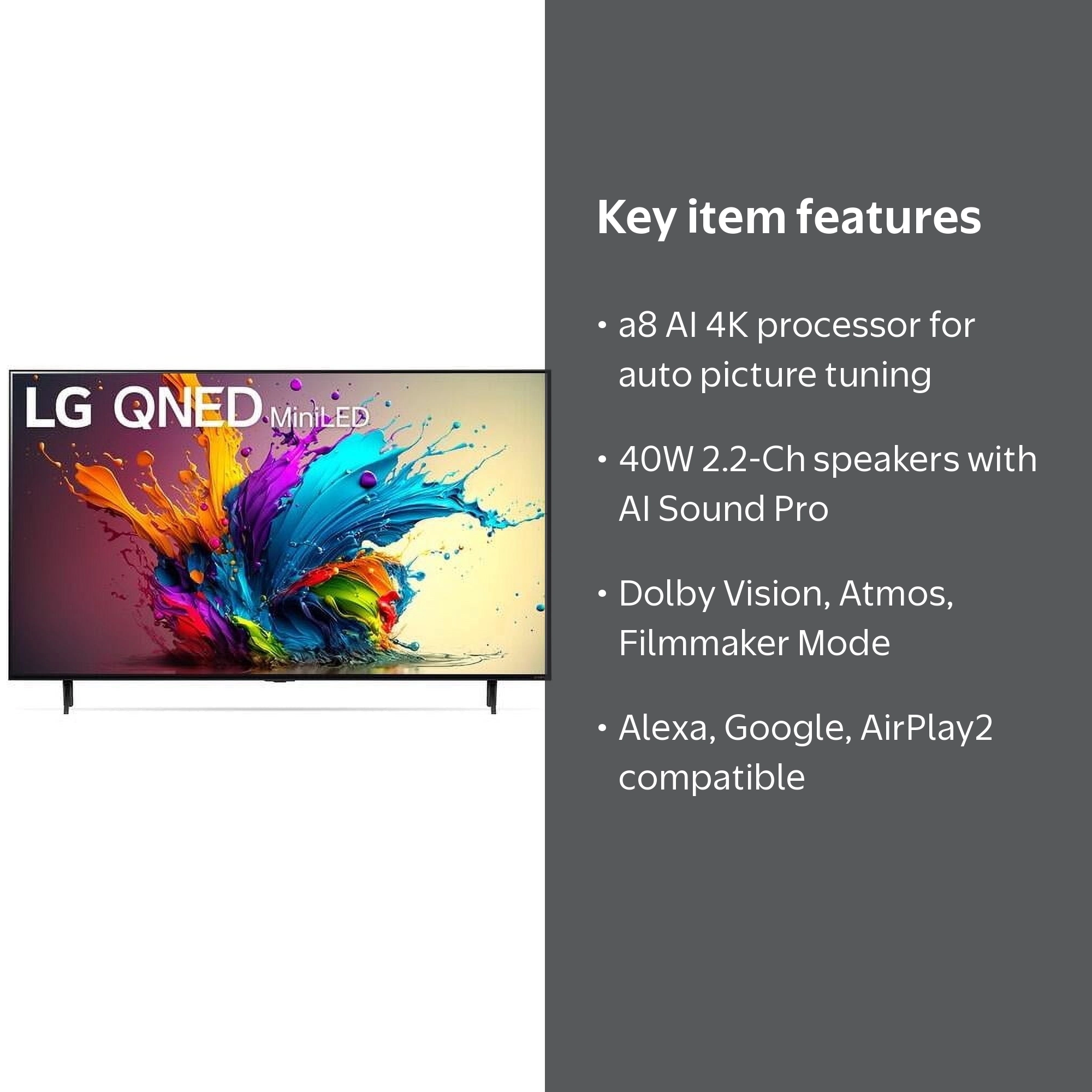 LG UHD TV 65インチ 4K対応 本体 LG 65-Inch 4K HDR Smart NanoCell Mini LED TV (2024), QNED90T +