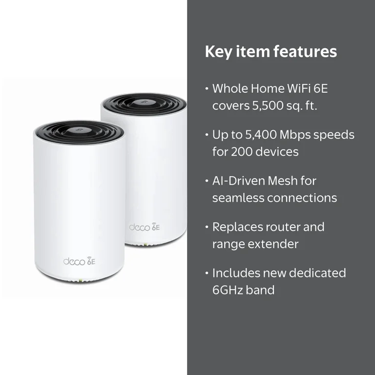TP-Link Deco AXE5400 Tri-Band WiFi 6E Mesh System, AI-Driven