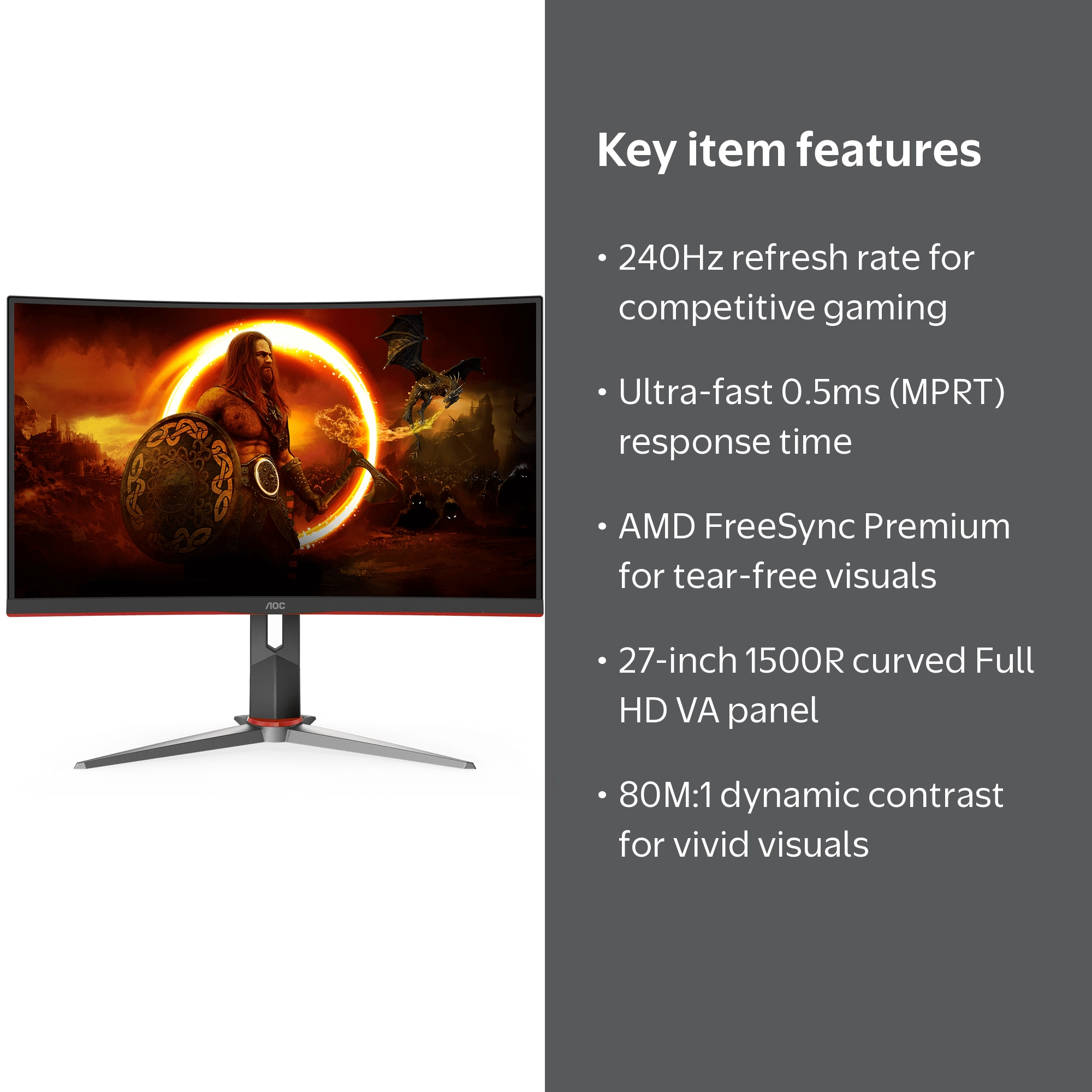 AOC, Gaming Monitor, C27G2Z, Curved 27