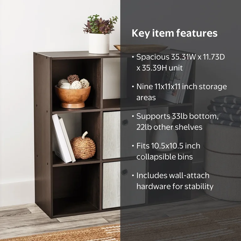 Mainstays 9 Cube Storage Organizer, Espresso - Walmart.com