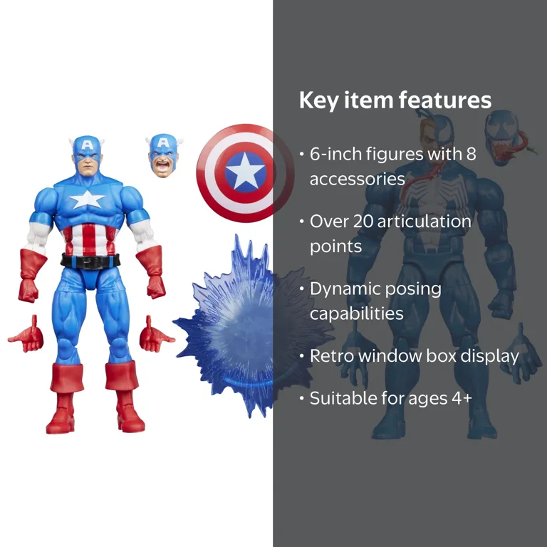 Marvel Legends Series Gamerverse Captain America vs Venom, 6-Inch
